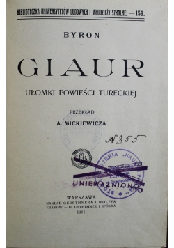 Giaur Ułomki Powieści Tureckiej 1911 r.