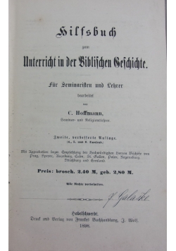 Unterricht in der Biblichen Geschichte, 1898 r.