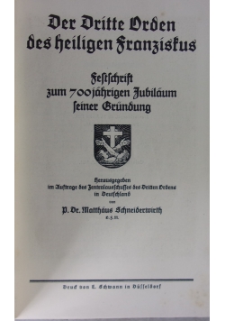 Der Dritte Orden des heiligen Franzistus.1921r.