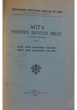 Acta pontificii instituti biblici
