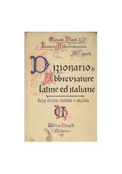 Dizionario Di Abbreviature Latine Ed Italiane, 1929r.