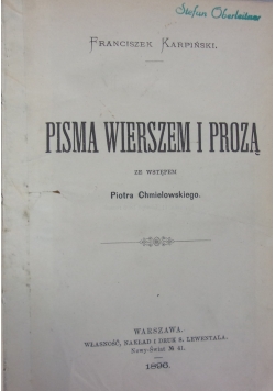 Pisma wierszem i prozą, 1896 r.