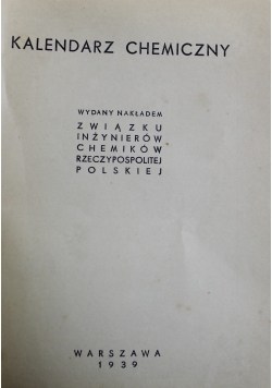 Kalendarz Chemiczny 1939 r.