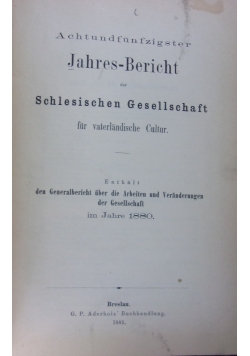 Achtundfunfzigster Jahres-Bericht, 1881 r.