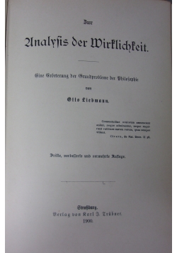 Analysis der Mirtlichteit, 1900 r.