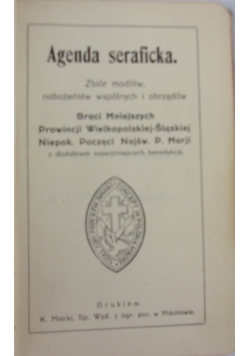 Agenda seraficka, 1929 r.