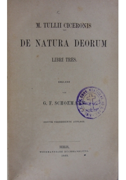 De Natura Deorum, 1865 r.