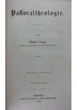 Pastoraltheologie. Dritter Band, 1863 r.