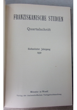 Franziskanische Studien, 1930 r.