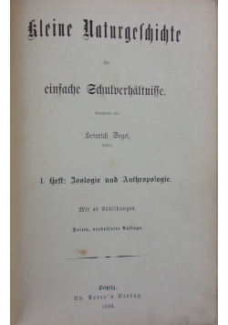 Kleine Naturgeschichte fur einfache Schulverhaltnisse, 1893 r.