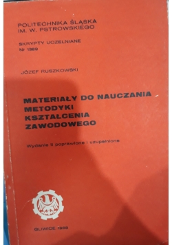 Materiały do nauczania metodyki kształcenia zawodowego