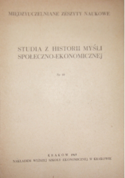 Studia z Historii myśli społeczno-ekonomicznej,Nr 10