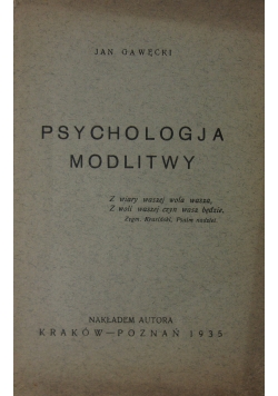 Psychologja modlitwy, 1935r.