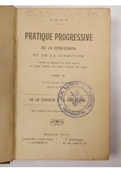 Pratique Progressive de la Confession, Tome II, 1905 r.