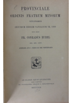 Provinciale ordinis fratrum minorum ,1892r.