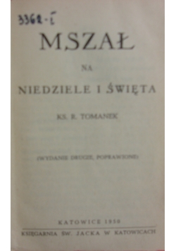 Mszał na niedziele i święta, 1950 r.