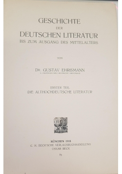 Geschichte der Deutschen Literatur, 1918r.