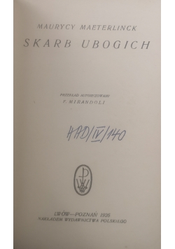 Skarb ubogich, 1926 r.