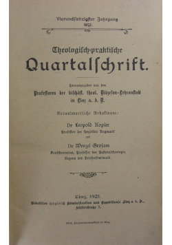 Theologisch praktische Quartalschrift, 1921r.