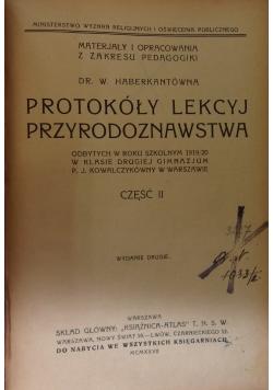 Protokóły Lekcyj Przyrodoznawstwa, 1927r.