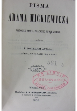 Pisma Adama Mickiewicza, tom VI, 1858r.