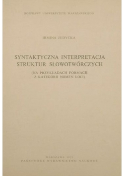 Syntaktyczna interpretacja struktur słowotwórczych Dedykacja Judyckiej