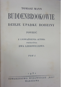 Buddenbrookowie, tom 1, 1931 r.