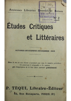 Etudes Critiques et Litteraires  Nr 2 1909 r.