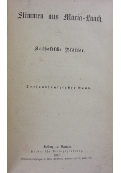 Stimmen aus Maria-Laach. Katholische Blatter, 64. Band, 1903 r.