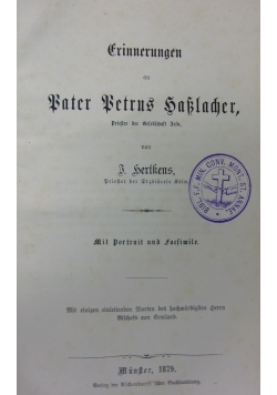Erinnerungen an Vater Betrus Saklacher, 1879 r.