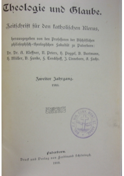 Theologie und Glaube, 1910r.