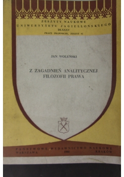 Z zagadnień analitycznej filozofii prawa