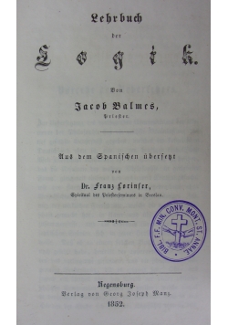 Lehrbuch der logik, 1852r.