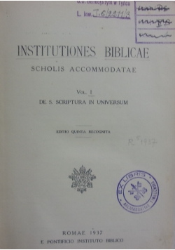 Institutiones Biblicae , 1937 r.