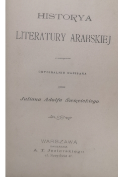 Historia literatury arabskiej, 1901 r.