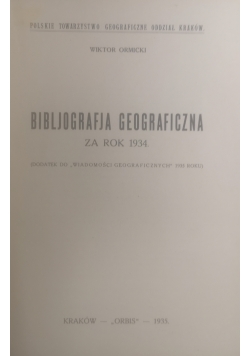 Bibliografia geograficzna za rok 1934, 1935 r.