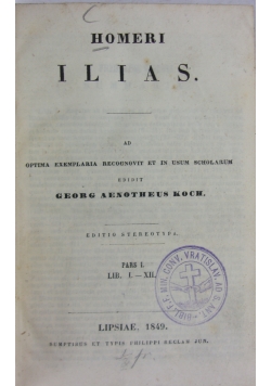 Homeri Ilias, 1849 r.