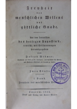 Freiheit des Menschlichen Willens und Göttliche Gnade, 1824r.