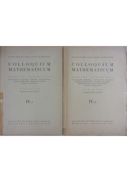 Colloquium Mathematicum, IV, Tom 1 i 2