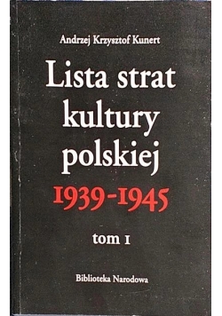 Lista strat kultury polskiej 1939-1945. Tom I