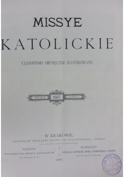 Missye Katolickie, rocznik szósty, 1887r.
