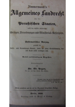 Zimmermann's Allgemeines Landrecht, 1851 r.