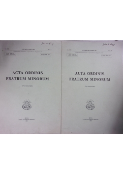 Acta Ordinis Fratrum Minorum. Fasc. I i III