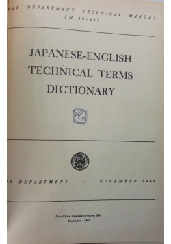 Japanese-English Technical Terms Dictionary, 1946r.