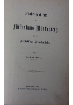 Rircengeschicte des furstentums munsterberg, 1885 r.
