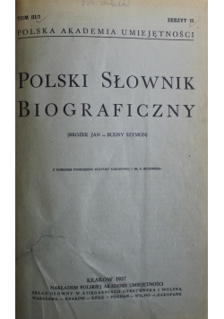 Polski Słownik Biograficzny Tom III 1937 r