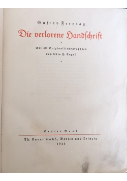 Die verlorene bandshrift, 1923 r.