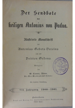 Der Sendbote heiligen Antonius von Padva, 1901 r.