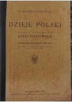 Dzieje Polski,  czasy Piastowskie, 1924 r.