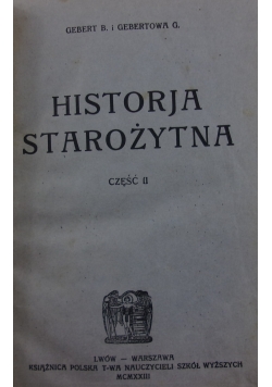 Historja Starożytna, część II, 1923r.